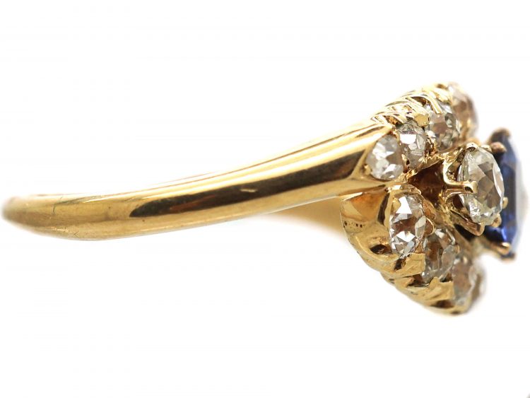 Edwardian 18ct Gold, Sapphire & Diamond Oval Eye Ring