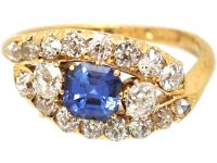 Edwardian 18ct Gold, Sapphire & Diamond Oval Eye Ring