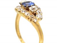Edwardian 18ct Gold, Sapphire & Diamond Oval Eye Ring
