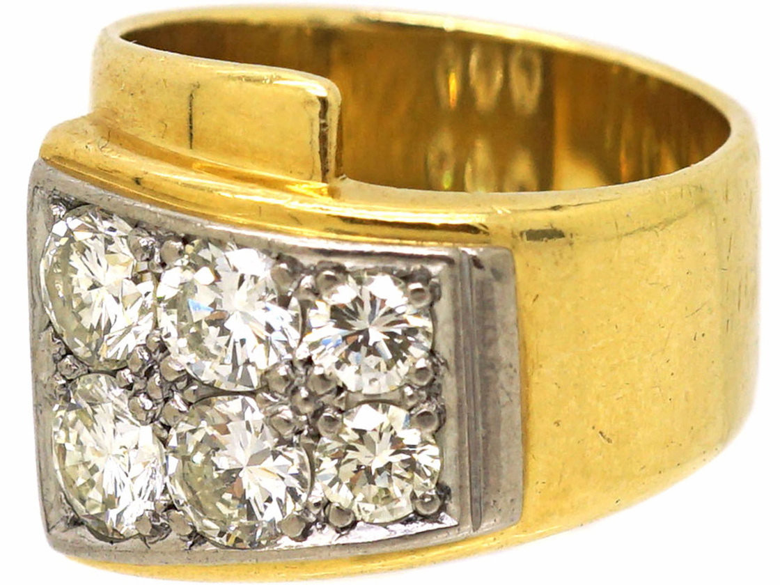 Butler Gold Diamond Rings Retro 18ct Gold Buckle Ring set with Diamonds (86Y) | The Antique ...