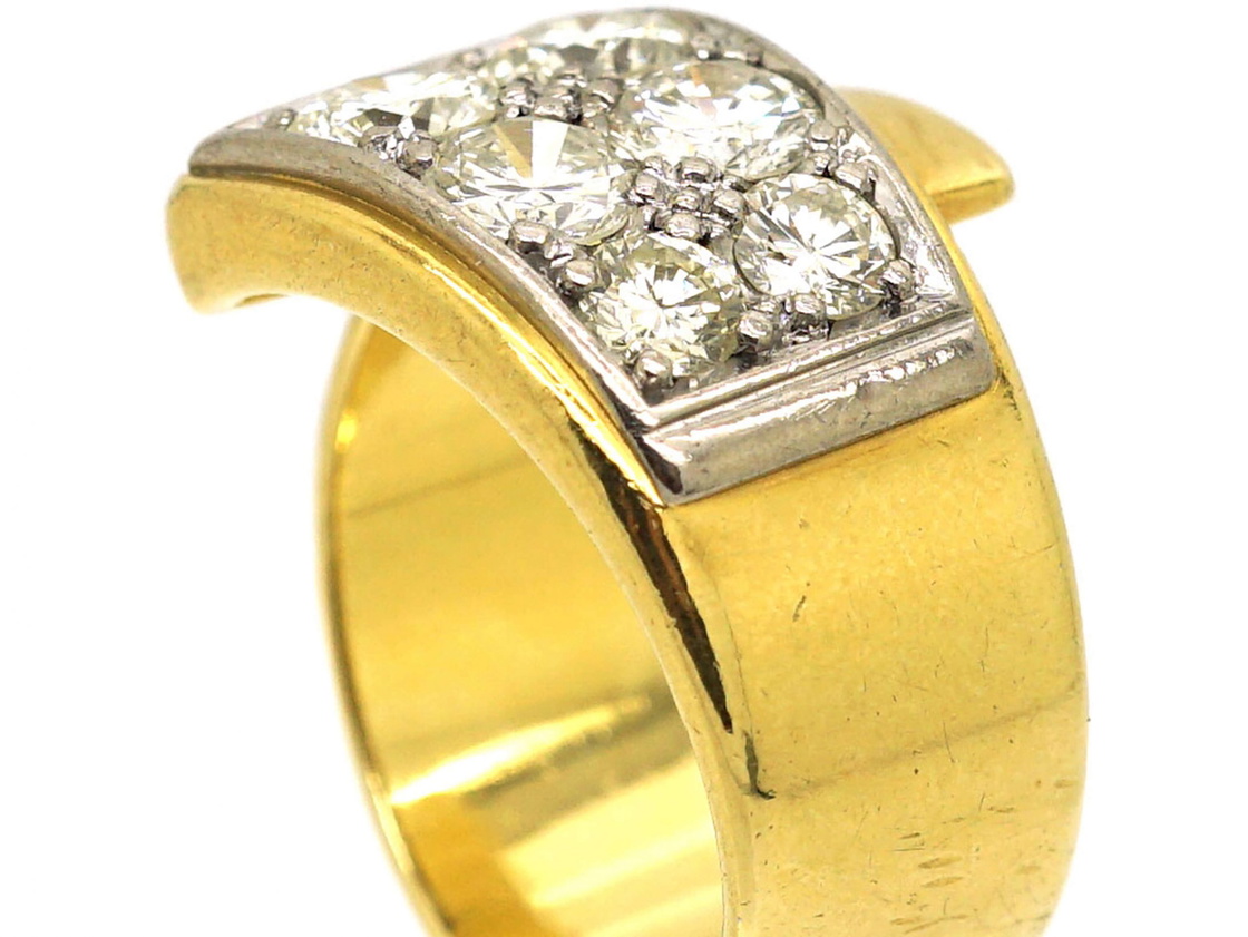 Butler Gold Diamond Rings Retro 18ct Gold Buckle Ring set with Diamonds (86Y) | The Antique ...