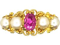 Georgian 15ct Gold, Ruby & Natural Split Pearl Ring