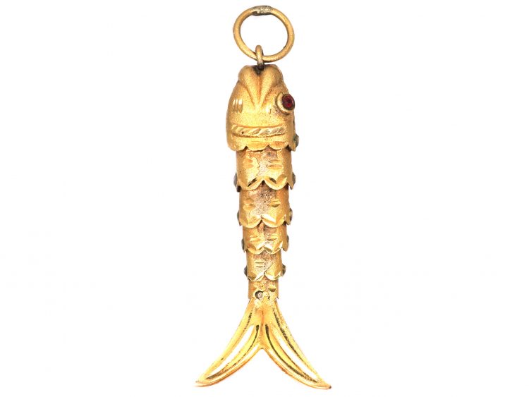 Mid 20th Century 9ct Gold Articulated Fish Pendant