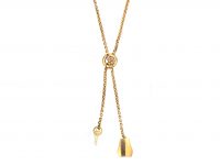 French 18ct Gold Clochette Necklace with Bell & Key Drops by Hermès