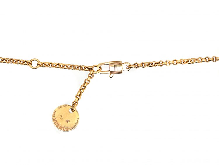 French 18ct Gold Clochette Necklace with Bell & Key Drops by Hermès
