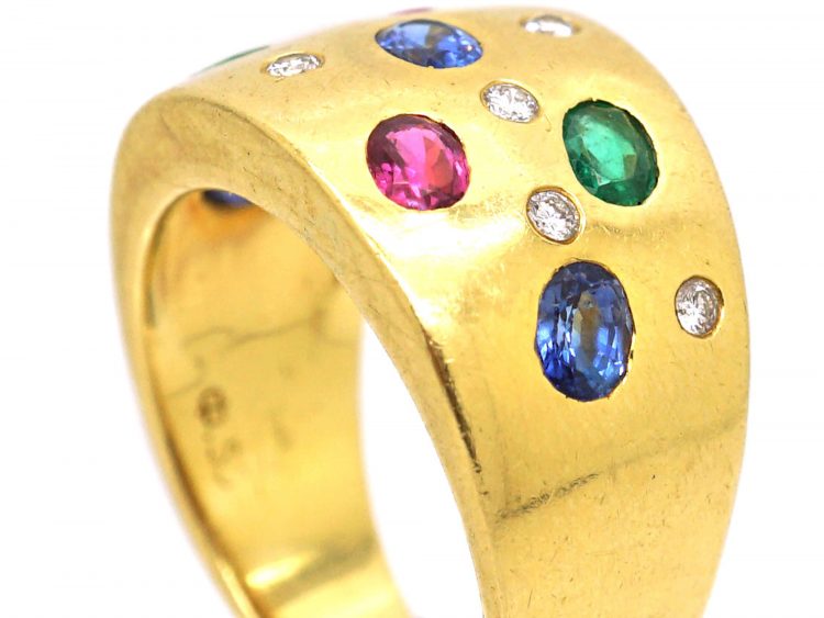 Italian 1970s 18ct Gold Harlequin Ring