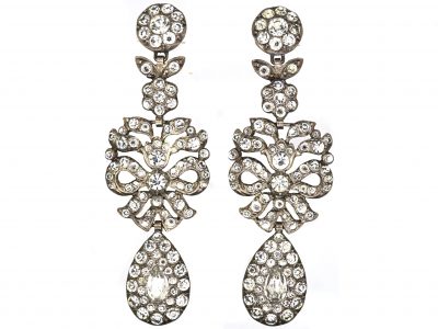 Early 20th Century Silver & Paste Long Drop Earrings