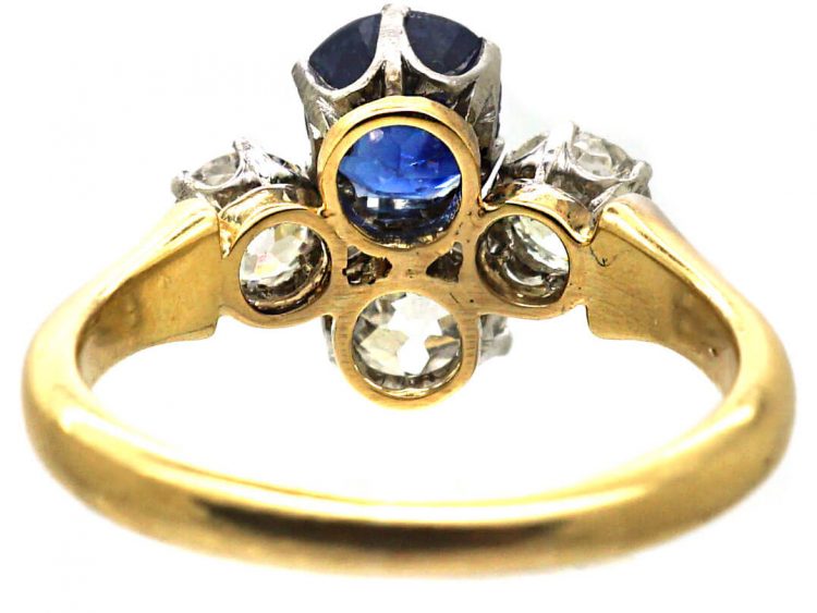 Edwardian 18ct Gold, Platinum, Sapphire & Diamond Four Stone Ring