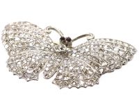 Late Victorian 15ct Gold & Silver Butterfly Brooch set with Diamonds with Cabochon Ruby Eyes