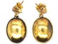 Victorian 15ct Gold, Blue Enamel & Natural Split Pearl Drop Earrings