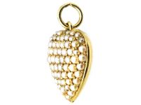 Edwardian 15ct Gold Heart Shaped Pendant Pavé Set with Natural Split Pearls