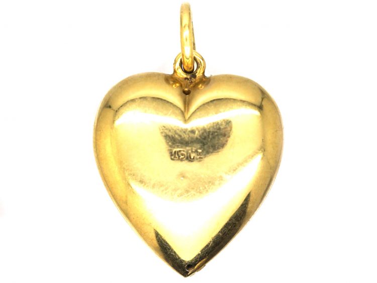 Edwardian 15ct Gold Heart Shaped Pendant Pavé Set with Natural Split Pearls
