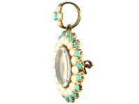 Regency 15ct Gold, Turquoise & Natural Split Pearl Pendant Locket