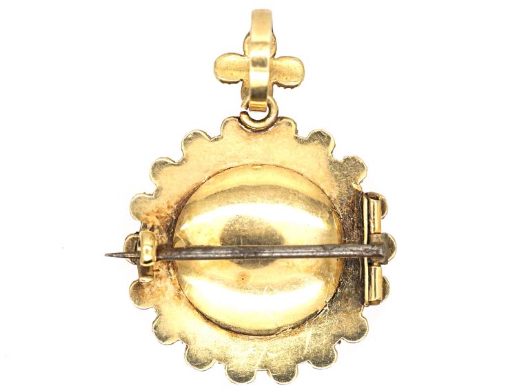 Regency 15ct Gold, Turquoise & Natural Split Pearl Pendant Locket