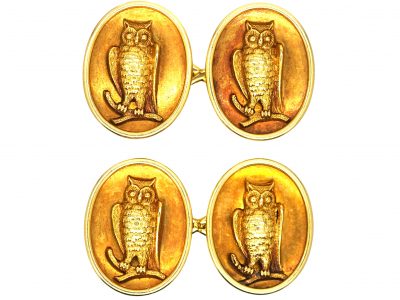 Victorian 18ct Gold Cufflinks of Owls