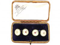 Edwardian 18ct Gold & Enamel Cufflinks set with Rubies & Diamonds