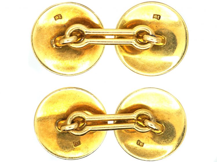 Edwardian 18ct Gold & Enamel Cufflinks set with Rubies & Diamonds