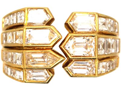 Modernist 18ct Gold Gauntlet Ring set with Princess Cut & Bullet Diamonds