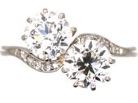 Edwardian Platinum, Two Stone Diamond Crossover Ring