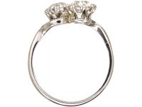 Edwardian Platinum, Two Stone Diamond Crossover Ring