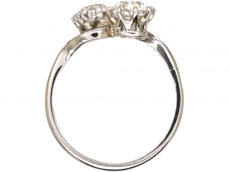 Edwardian Platinum, Two Stone Diamond Crossover Ring