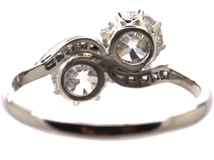 Edwardian Platinum, Two Stone Diamond Crossover Ring