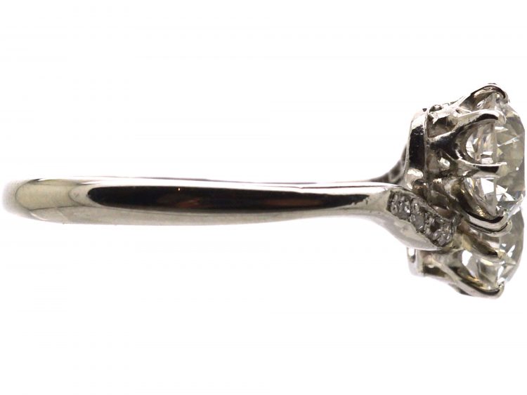 Edwardian Platinum, Two Stone Diamond Crossover Ring