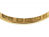 Victorian 18ct Gold, Three Stone Diamond & Sapphire Carved Half Hoop Ring