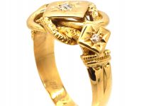 Edwardian 18ct Gold Knot Ring set with Three Diamonds