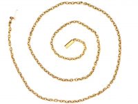 Edwardian 15ct Gold Trace Link Chain with Barrel Clasp