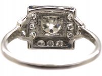 Early 20th Century Platinum Square Panel Ring set with Diamonds