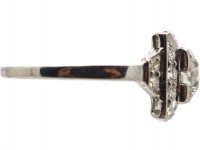 Early 20th Century Platinum Square Panel Ring set with Diamonds