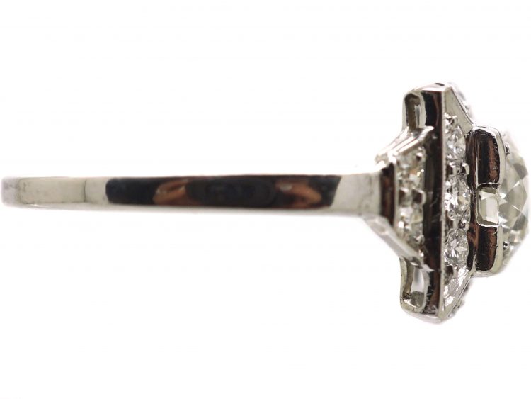 Early 20th Century Platinum Square Panel Ring set with Diamonds