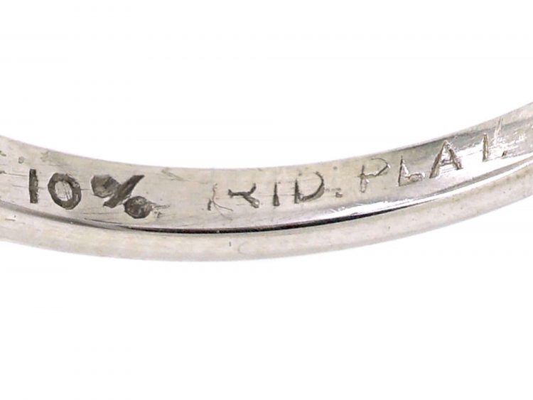 Early 20th Century Platinum Square Panel Ring set with Diamonds