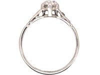 Early 20th Century 18ct White Gold & Palladuim, Diamond Solitaire Ring with Diamond set Shoulders