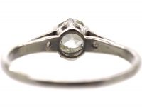 Early 20th Century 18ct White Gold & Palladuim, Diamond Solitaire Ring with Diamond set Shoulders