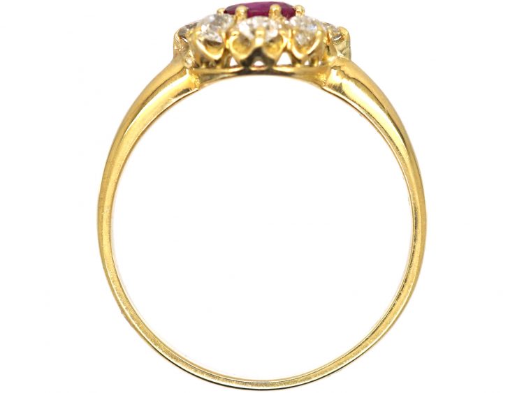 Edwardian 18ct Gold Ruby & Diamond Cluster Ring