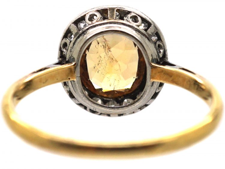 Edwardian 18ct Gold & Platinum, Topaz & Diamond Cluster Ring