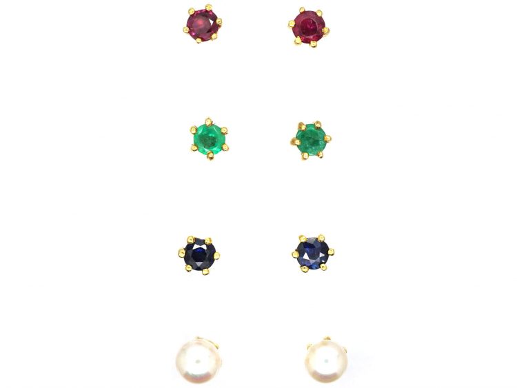 18ct Gold Multi Gem Interchangeable Earrings