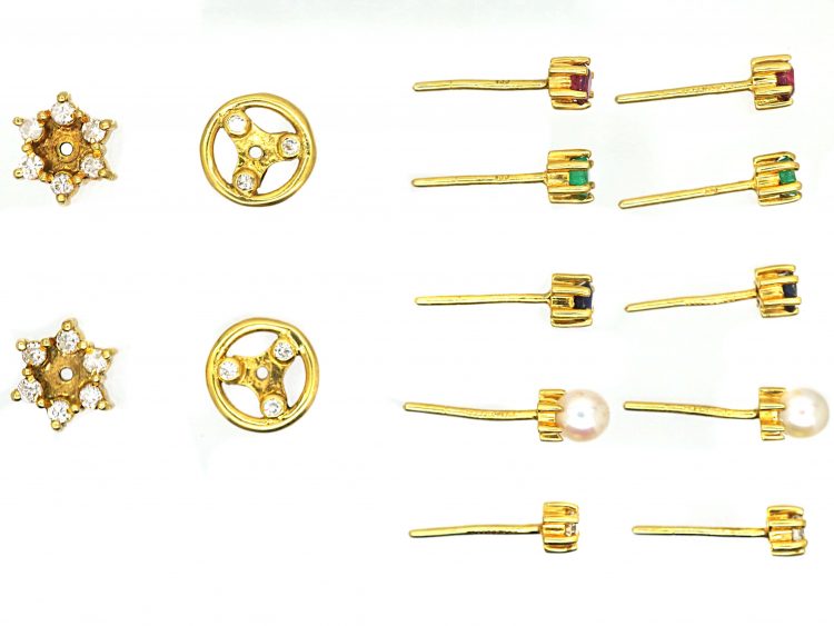 18ct Gold Multi Gem Interchangeable Earrings