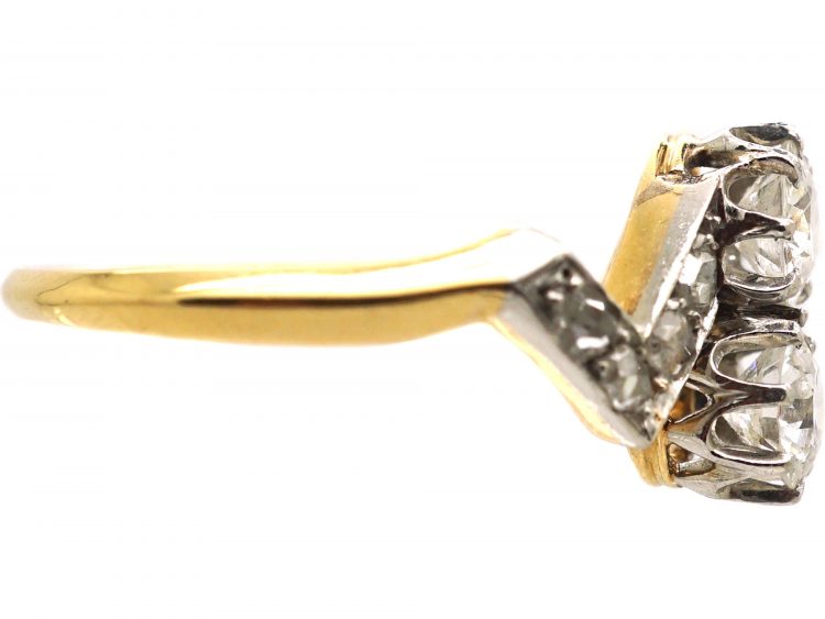 Early 20th Century French 18ct Gold & Platinum Zig Zag Ring