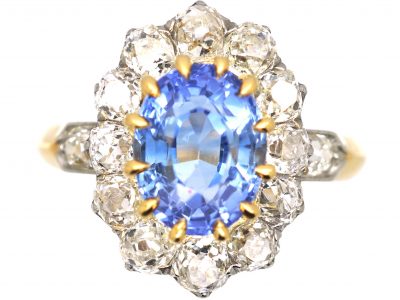 Early 20th Century 18ct Gold Sapphire & Diamond Cluster Ring