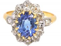 Early 20th Century 18ct Gold Sapphire & Diamond Cluster Ring