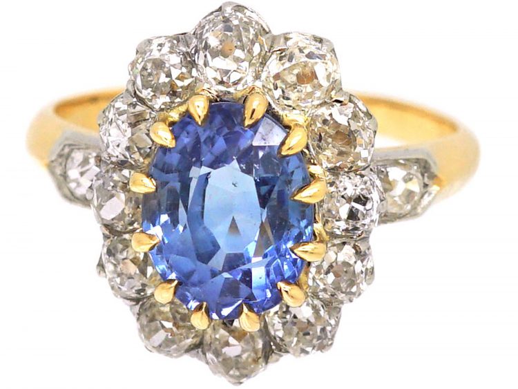 Early 20th Century 18ct Gold Sapphire & Diamond Cluster Ring