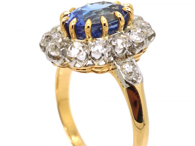 Early 20th Century 18ct Gold Sapphire & Diamond Cluster Ring