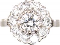 French Mid 20th Century 18ct White Gold Diamond Cluster Ring