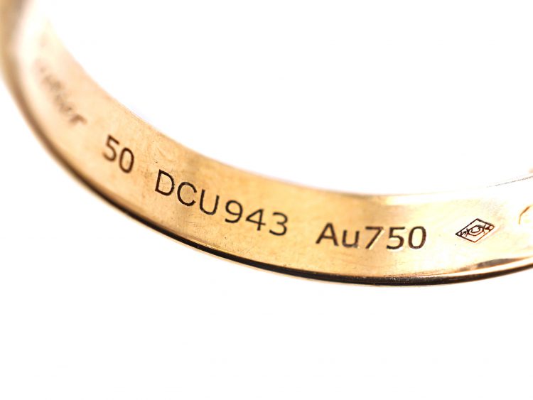 Three Colour 18ct Gold Trinity Ring by Cartier set with Five Diamonds