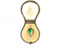 Edwardian 15ct Gold & Silver, Enamel Hazelnut Pendant with Natural Pearl Drop by Child & Child