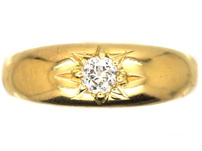 Edwardian 18ct Gold Gypsy Ring set with a Diamond