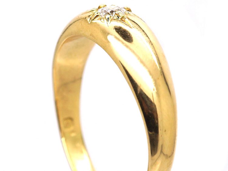 Edwardian 18ct Gold Gypsy Ring set with a Diamond